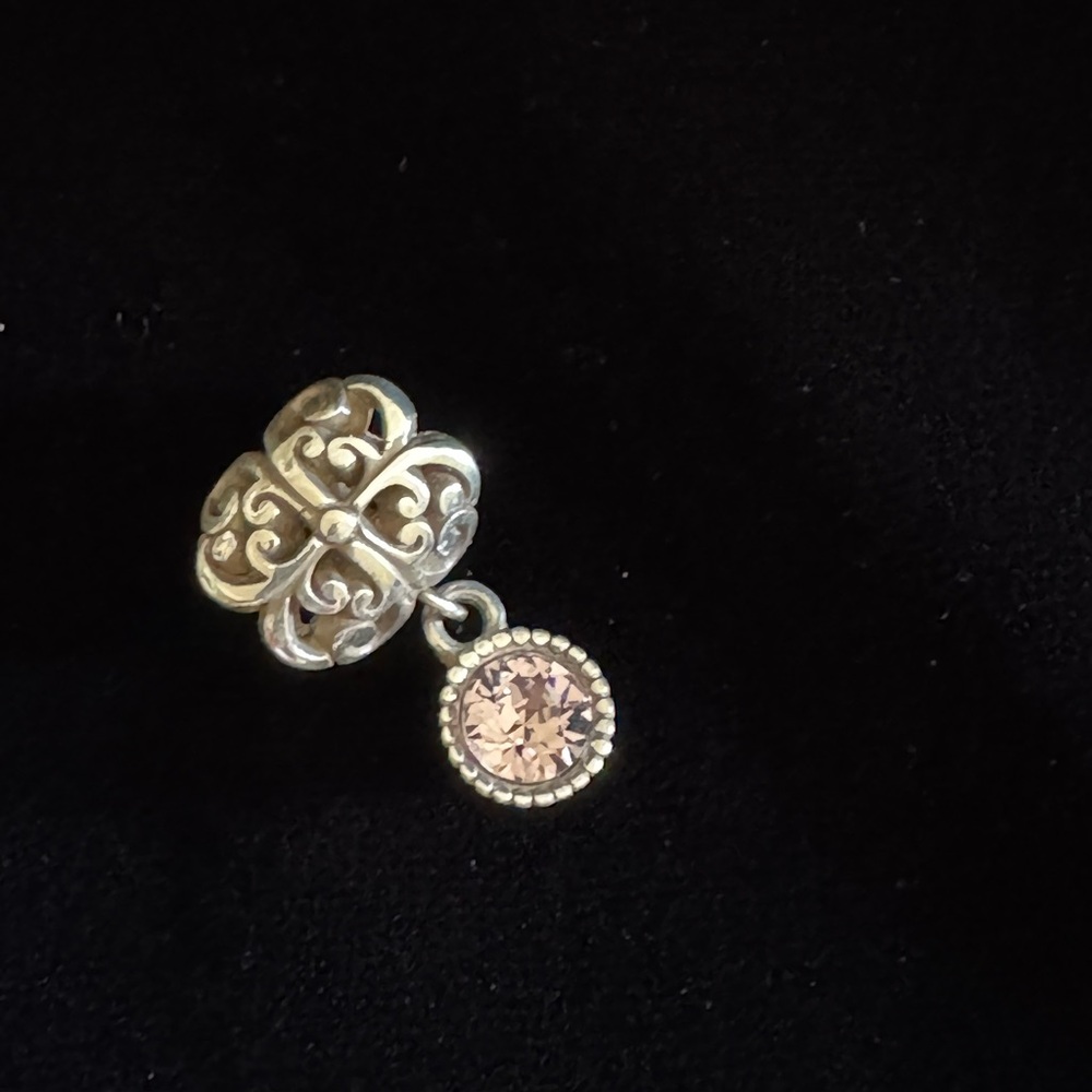 Elegant Brighton Silver Charm with Pink Swarovski crystal Gemstone